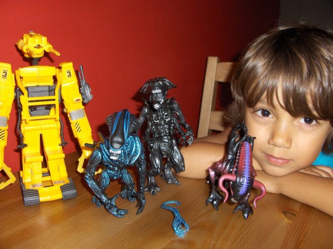 That child looks soooo afraid... that he won't get another toy.