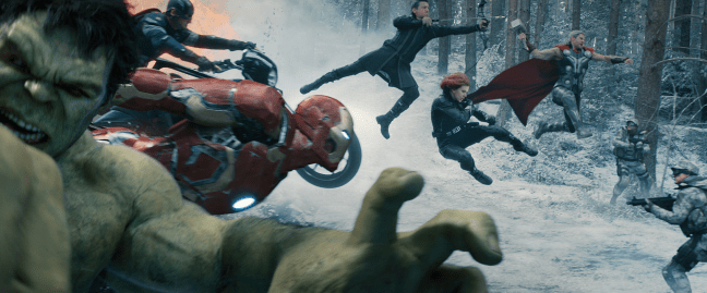 Look at Hawkeye jumping. It's kind of cool but at the same time really unnatural looking and kinda awkard when you think about it... that's Age of Ultron in an image.